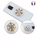Miniatyrbillede 1 af 4: Foldbar Mobiltelefon Holder til General Mobile GM 10 Super Diamond Design - Diamant Guld & Hvid Gul