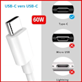 Miniatyrbillede 3 af 4: 1M USB C 60W/3.1A PD til USB C-kabel kompatibel Ulefone Note 20 Pro Ultra Hurtig synkroniserings- og overførselsledning
