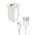 Miniatyrbild 1 av 5: Billaddarpaket för Samsung Galaxy A16 5G USB till USB Typ C Snabbladdning 30W PD & QC 3.0 + 1 Typ C-kabel - 2 portar