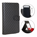 Miniatyrbillede 1 af 4: PH26® Folio cover til Xiaomi Redmi Note 5A Oro 2+ med guldprikker i sort øko-læder med kortholder, spejl og syninger