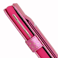 Miniatyrbillede 3 af 4: PH26® Fuchsia folio-etui med guldprikker til ZTE Prelude+ i øko-læder med kortholder, spejl og synlige syninger
