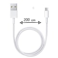 Miniatyrbillede 1 af 4: 2 meter mikro-USB-kabel til Xiaomi Redmi 9 India Hurtig opladning-dataoverførsel Vit