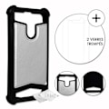 Miniatyrbild 1 av 4: Super Pack för Sharp Aquos V Bakstycke i läderstil + 3 ultraresistenta och transparenta skyddsfilmer av härdat glas - SILVER