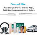 Miniatyrbild 3 av 3: Lightning till 3,5 mm jack-adapterkabel för Apple iPhone SE 2020 Plug and Play-kabel för dina hörlurar, bilradio... Vit