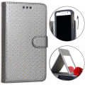 Miniatyrbild 1 av 4: Fodral för Blu Vivo One Plus 2019 - SILVER - Ekoleder - Kortfack - Spegel - Synliga sömmar Grå