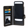 Miniatyrbillede 2 af 4: PH26® Folio cover til Xiaomi Redmi 5 Plus med guldprikker i sort øko-læder med kortholder, spejl og synlige syninger
