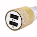 Miniatyrbillede 3 af 4: Guld USB Car Cigarettænder Oplader Dobbelt Porte Ultra Hurtig USB X2 Bil Oplader 12-24V til Realme 5 128 GB Vit