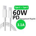 Pikkukuva 2 / 4: 1M USB C 60W/3.1A PD–USB C -kaapeli Yhteensopiva BLU G74 Ultra Fast -synkronointi- ja -siirtojohto
