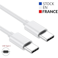 Miniatyrbillede 1 af 3: USB Type C til Type C kabel - 1 meter til Xiaomi Redmi Note 9 Pro Hurtig opladning - Hurtig opladning-synkroniseringskabel Vit