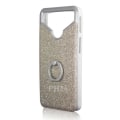 Miniatyrbillede 1 af 4: Wiko U Pulse Lite Sølv bagkasse med diamant rhinestone effekt med anti-shock silikone gel konturer med ring til selfies, fotos