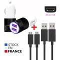 Miniatyrbillede 1 af 4: Automatisk opladerpakke + 2 Micro USB-kabler til Infinix Smart HD Ultra-kraftig og hurtig oplader 2X (5V - 2.1A) + 1M kabel - SORT. Svart