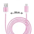 Miniatyrbillede 2 af 4: Type C-kabel - PH26 - Oppo A2 Pro - Nylonvævet - Hurtig synkronisering - Lyserød ROSA