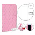 Miniatyrbild 1 av 4: PH26® Super Pack Folio fodral för guldprickar i Fuchsia ekoläder med korthållare, spegel och synliga sömmar med en