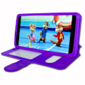 Miniatyrbild 4 av 4: Alcatel 3L Extra Slim Purple Folio Case X 2 Windows i ekologiskt kvalitetsläder med magnetisk stängning och sömmar