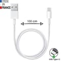 Pikkukuva 2 / 4: USB Type C - PH26 - Sharp Aquos Wish3 - 1 metri - Nopea Lataus-Synkronointi - Valkoinen Vit