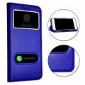 Miniatyrbillede 1 af 4: Samsung Galaxy GRAND PRIME PLUS G532 Blå folio cover med vinduer i læderlook og synlige stikninger af PH26®