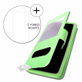 Miniatyrbild 1 av 4: Super Pack-skydd för Infinix Note 6 Extra Slim 2 Eco-läderfönster + 2 högtransparens skyddsglasögon GRÖN