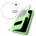 Miniatyrbillede 1 af 4: Super Pack Cover til Blu Vivo XL5 Extra Slim 2 Eco-lædervinduer + 2 højgennemsigtige beskyttelsesbriller GRØNNE