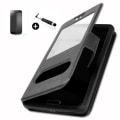 Miniatyrbild 1 av 4: LG G3 super PACK Svart PU fönsterfodral + mini stylus + härdat glas 9H hårdhet, Ultratunn 0,20 mm