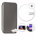 Miniatyrbild 1 av 4: PH26® Super Pack Folio-korthållare i grånärt ekoläder för Logicom Le Hop med 3 härdade glas, maximal hårdhet Grå