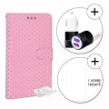 Miniatyrbillede 1 af 4: PH26® Super Pack Folio cover til guldprikker i Fuchsia øko-læder med kortholder, spejl + 1 MAKSIMAL hårdhed hærdet glas, Fuschia