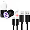 Miniatyrbillede 4 af 4: Autoopladerpakke + 1 USB-C-kabel til UMIDIGI G9T Ultra-kraftig og hurtig oplader + 2 kabel 1M-SORT Vit