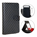 Miniatyrbillede 1 af 4: PH26® Sort folio-etui med guldprikker til Acer Liquid E1 Duo i øko-læder med kortholder, spejl og synlige syninger