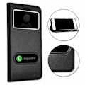 Miniatyrbillede 1 af 4: SONY XPERIA E5 Dedikeret sort folio-cover med vinduer i kunstlæder og synlige syninger af PH26® Svart
