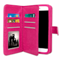 Miniatyrbild 3 av 4: Foliofodral för Huawei Shot X plånboksformat i fuchsia eko-läder med dubbel invändig flik korthållare, stängning