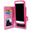Miniatyrbillede 2 af 4: PH26® Fuchsia folio-etui med guldprikker til Elephone P3000s (6752) i øko-læder med kortholder, spejl og syninger