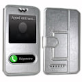 Miniatyrbild 2 av 4: Super Pack Cover för Oppo Reno Z SD710 Extra Slim 2 Eco-läderfönster + 2 högtransparens skyddsglasögon SILVER
