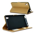 Miniatyrbillede 2 af 3: Etui Housse Coque Folio - PH26® - HTC 630 - Kunstlæder - Magnetisk - Guld Guld guld