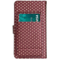 Miniatyrbillede 3 af 4: Cover til Oppo AX5s med guldprikker i øko-læder med kortholder, spejl og synlige syninger - BRUN kastanj