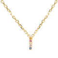 Miniatyrbillede 1 af 4: Collier Luxenter i 925 sølv med multicolore zircons, afsluttet i 18K guld - Bogstav I Flerfärgad
