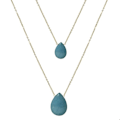 Miniatyrbillede 1 af 3: Collier - Abélia - 18 Karat Gult Forgyldt Legering - Blå Agat - One Size - Dame Blå