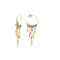 Miniatyrbillede 1 af 4: Boucles d'oreilles Luxenter i 925 sølv og multicolor krystal afsluttet i 18 karat guld - Fisk Flerfärgad