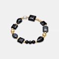 Miniatyrbillede 3 af 3: Armbånd - Luxenter - Nyste - Sort harpik - 18k guld - Elastik 10 mm Svart