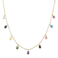 Miniatyrbild 1 av 4: Collier - Yente - Silver 925 - Guldpläterad 18 Karat - Flerfärgad Zircon - One Size Flerfärgad