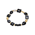Miniatyrbillede 1 af 3: Armbånd - Luxenter - Nyste - Sort harpik - 18k guld - Elastik 10 mm Svart