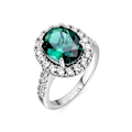 Miniatyrbillede 1 af 6: Luxenter Ring i 925 sølv og zirconium i smaragd belagt med rhodium - Lyla grön 18