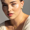 Miniatyrbild 2 av 3: Collier - Adxi - Kubisk zirkon - Gult guld 18K - Justerbar hängsmycke - Kvinna