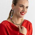 Miniatyrbillede 3 af 4: Collier - Luxenter - Nex - Multifarvet krystal - 18k guld - 10 cm Flerfärgad