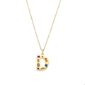 Miniatyrbild 1 av 3: Halsband - Luxenter - Alphabet D - Flerfärgad zirkon - Guld 18k - 42 cm + 3 cm förlängning Flerfärgad