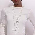 Miniatyrbillede 2 af 4: Collier - Luxenter - Makdo - Rhodium belagt - Længde 80 cm - Sølvfarvet