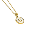 Miniatyrbillede 2 af 4: Collier - Luxenter - Bogstav C - Hvid perlemor - 18K guld - 42 cm + 3 cm forlængelse