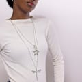 Miniatyrbild 3 av 4: Halsband - Luxenter - Makdo - Rhodiumpläterad - Längd 80 cm - Silverfärgad