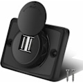 Miniatyrbilde 1 av 2: Dobbel USB Billader, 5V/3.1A 12V LED Vanntett Bil Dobbel Svart ABS USB Port Lader Strømuttak for RV Båt Marine/NC/