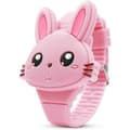Barnklocka, flickklocka Digital Söt Form LED Mode Silikonarmband Clamshell Design Armbandsur Flicka 01-Pink_ NN