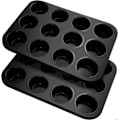 Miniatyrbilde 1 av 2: {NT}2 muffinsformer 12 rom for muffins, cupcakes, puddinger, svart