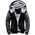 Miniatyrbillede 1 af 5: Herre Trøje Varm Fleeceforet Sweatshirt Jakke Vinter Gym Fleece Hættetrøje Fuld Lynlås Varm Tyk Jakke Sort og grå 4XL/NT/